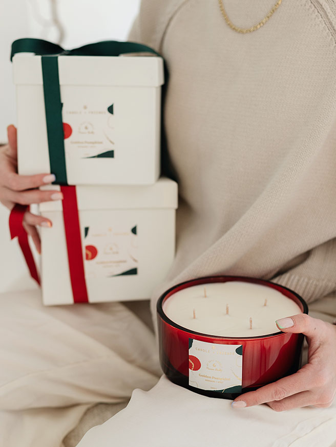 Candle + Friends No 6 Golden Pumpkint Special Edition Silindir Cam Mum — görsel 1